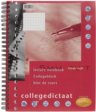 Collegedictaat Multo spiraal 165x210mm 17-gaats afscheurbaar geruit