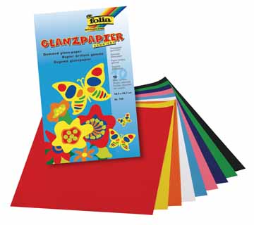 Glanspapier Folia 18,5x29,7cm gegomd assorti (10)