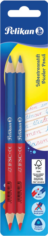 Potlood Pelikan tweekleurig rood en blauw 2B dik (2)