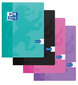 Schrift Oxford School karton A5 geruit 72blz assorti