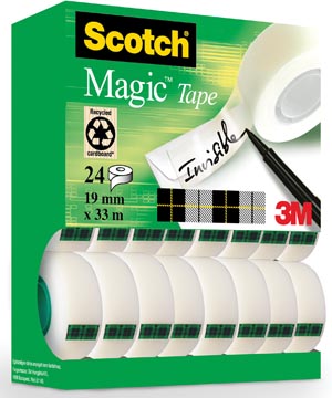 Plakband Scotch Magic Tape 19mm x 33m (24) voor kleine afroller