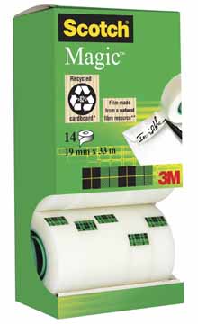 Plakband Scotch Magic Tape 19mmx33m (12+2) voor kleine afroller