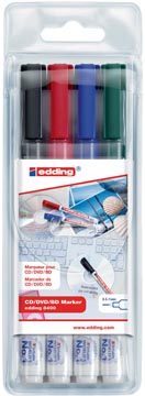 Permanent marker Edding 8400 CD/DVD/BD ronde punt 0,5-1mm assorti (4)