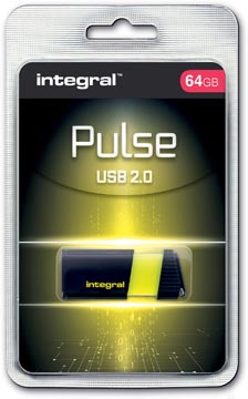 USB-stick Integral Pulse 2.0 64GB zwart/geel