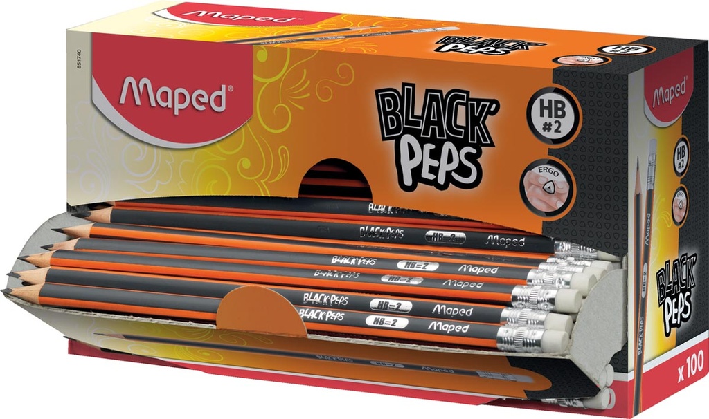 Potlood Maped Black'Peps HB met gom (100)