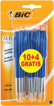 Balpen Bic M10 Clic Original blauw 10+4 gratis