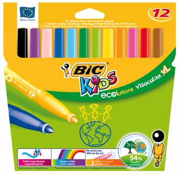 Viltstift Bic kids visacolor XL ecolutions assorti (12)