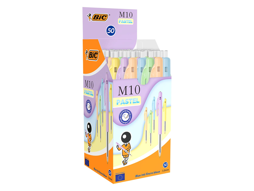 Balpen Bic M10 Clic Colors blauwe inkt assorti (50)