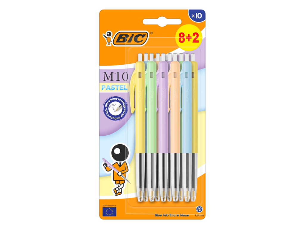 Balpen Bic M10 Clic Colors 8+2 gratis