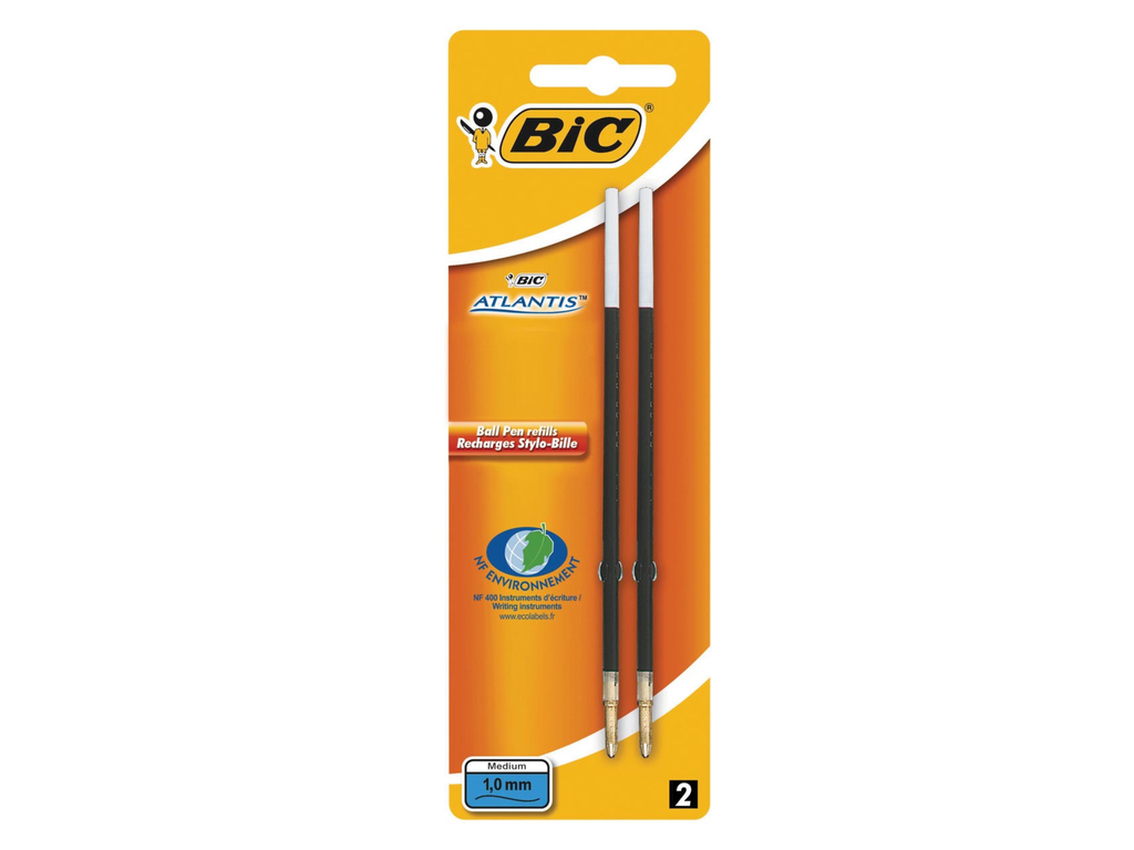 Vulling Bic voor balpen Atlantis, Velocity, Soft Feel en Reaction blauw blister (2)