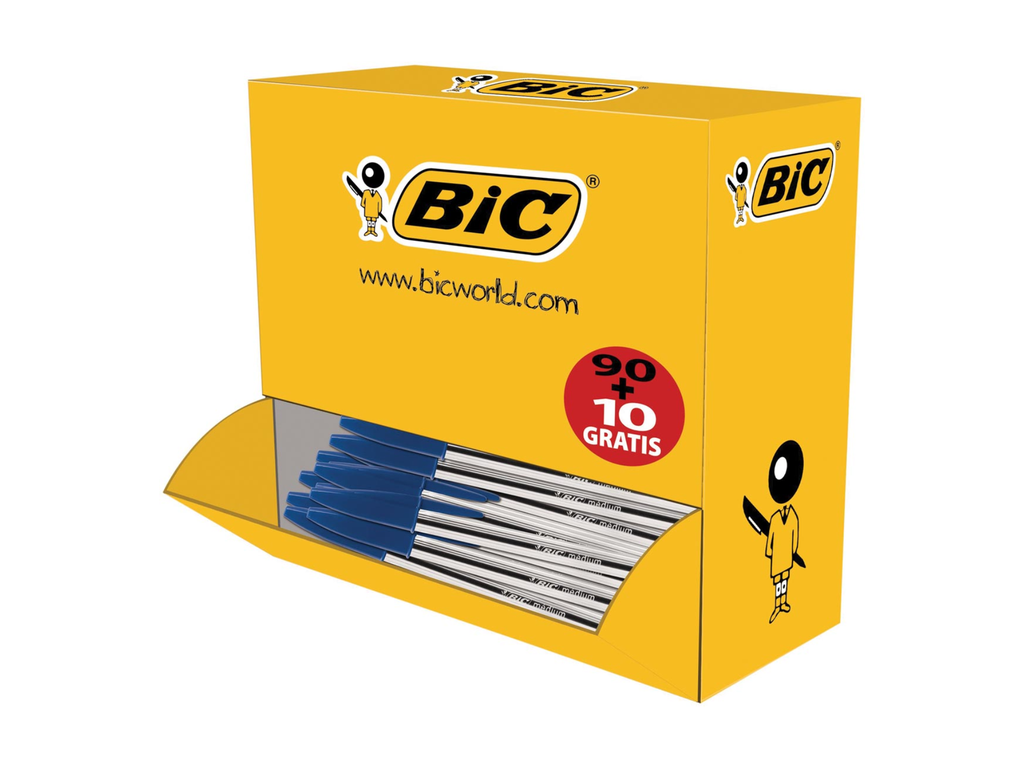 Balpen Bic Cristal Original blauw voordeelpak 90+10 gratis