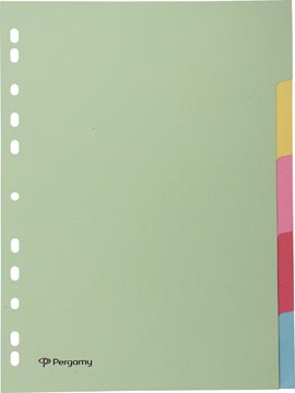 Tabbladen Pergamy karton A4 5 tabs 11-gaats assorti pastel