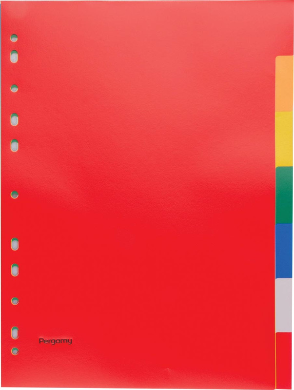 Tabbladen Pergamy PP A4 11-gaats 7 tabs assorti