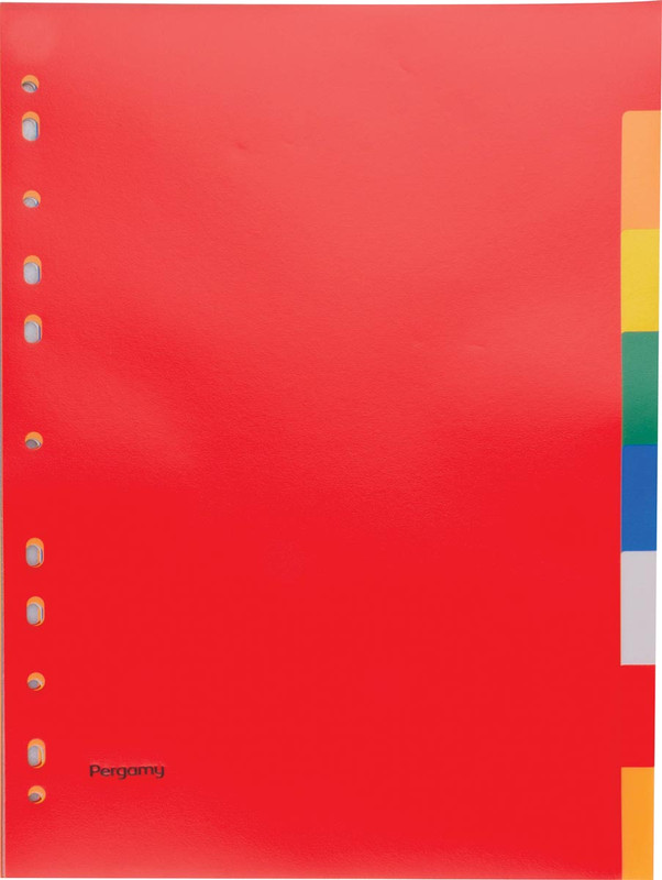 Tabbladen Pergamy PP A4 11-gaats 8 tabs assorti