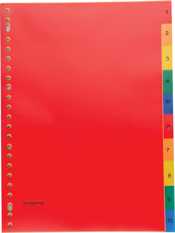 Tabbladen Pergamy PP A4 23-gaats 1-10 assorti