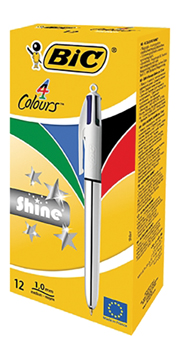 Balpen Bic 4 Colours Shine medium zilver