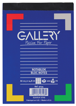 Schrijfblok Gallery 10,5X14,8cm A6 geruit 100vel