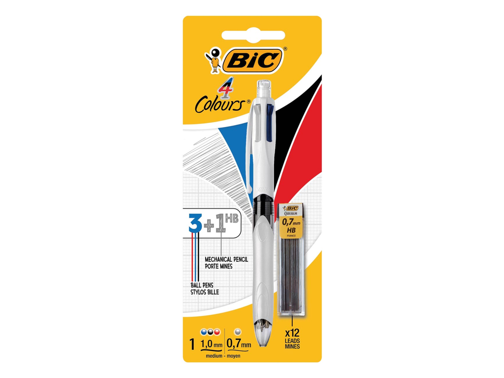 Balpen Bic 4 Colours 3+1 HB inclusief mines