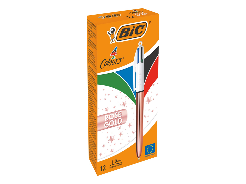 Balpen Bic 4 Colour Shine rosé goud (12)