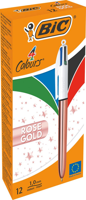 Balpen Bic 4 Colour Shine rosé goud (12)