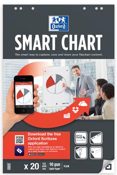 Flipchartblok Oxford Smart Chart zelfklevend 65x98cm 20vel blanco