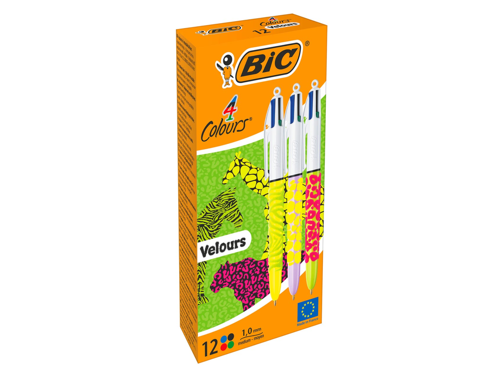 Balpen Bic 4 Colours Velours assorti (12)