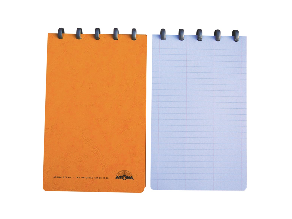 Schrift Atoma Lyon karton 135x210mm steno gelijnd 3 kolommen 128blz assorti