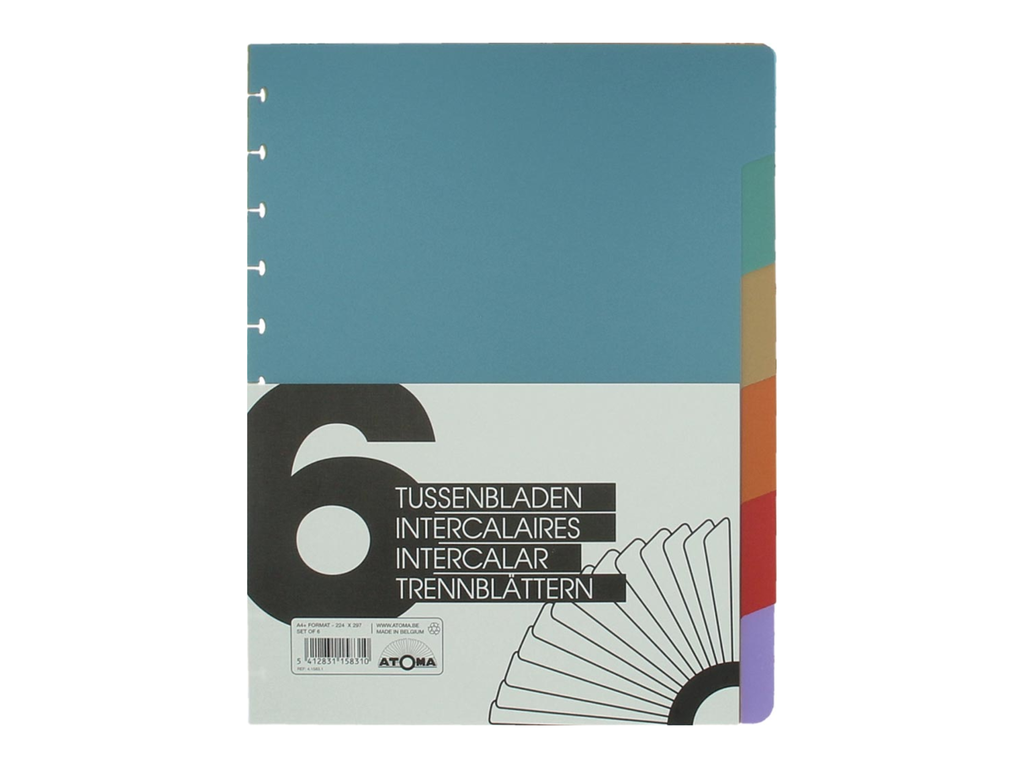 Tabbladen Atoma voor schrift PP A4 maxi 6 tabs assorti