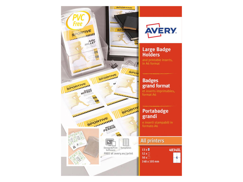 Badge Avery 168x105mm (50) inclusief 52 inserts