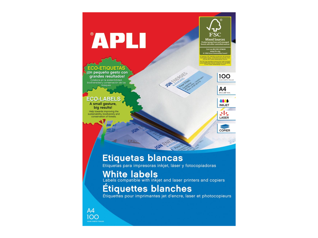 Etiketten Apli 02 etik/bl 210x148mm (100)(581264)