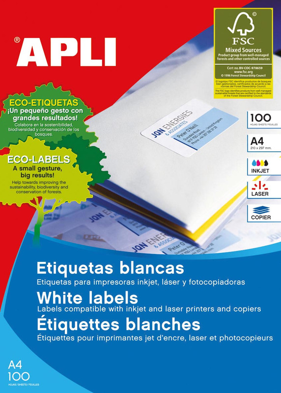 Etiketten Apli 16 etik/bl 105x35mm (100)
