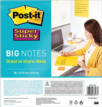 Memoblok Post-It Super Sticky Big 27,9x27,9cm geel
