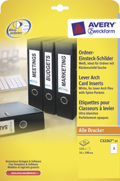 Rugetiket Avery brede rug 54x190mm niet-zelfklevend printbaar wit (125)