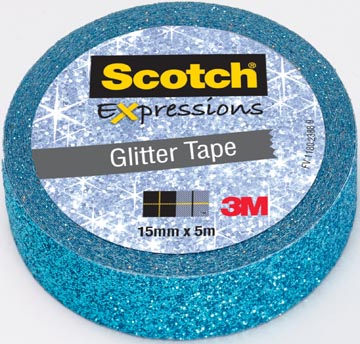 Scotch Expressions glitter tape, 15mm x 5m, blauw