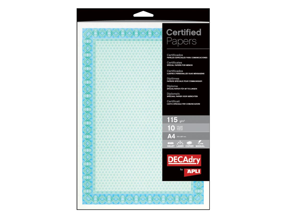 Certificaten Decadry A4 115gr spiraal blauw/turkoois (70)