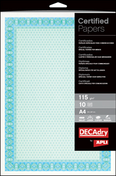 Certificaten Decadry A4 115gr spiraal blauw/turkoois (70)