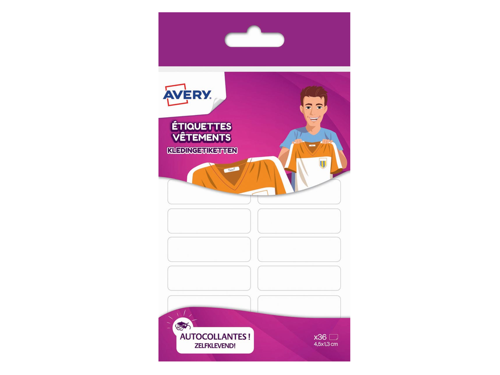 Etiketten Avery 45x13mm voor kleding wit (36)