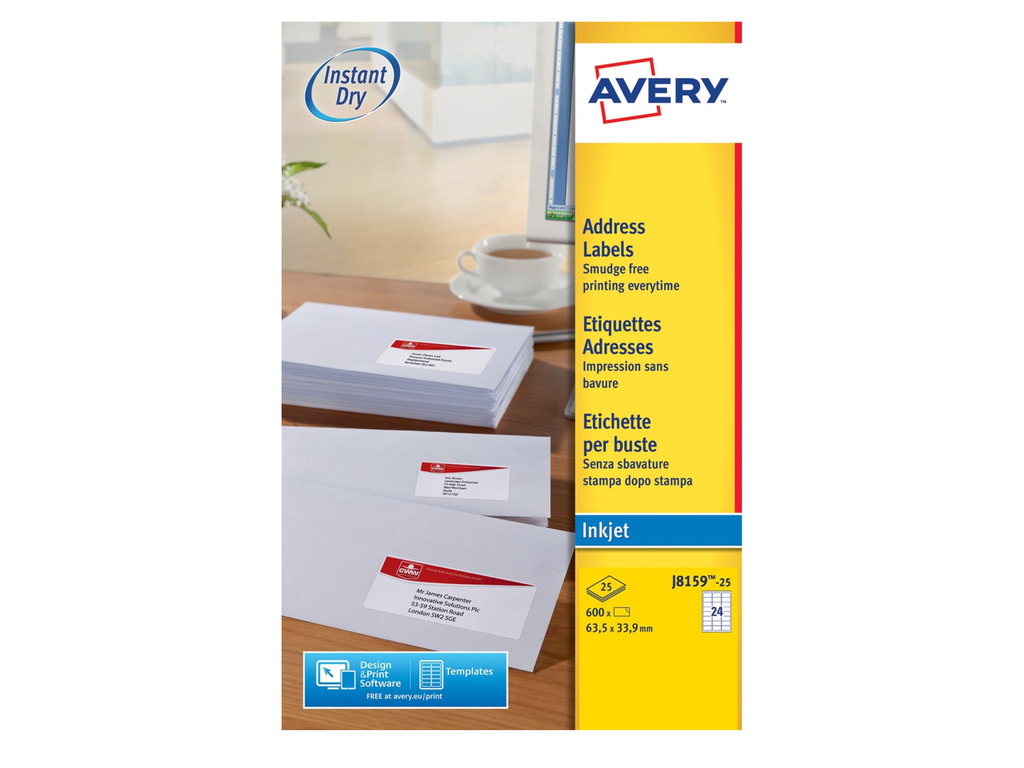 Etiketten Avery Address 24 etik/bl 63,5x33,9mm voor inkjet wit (25)