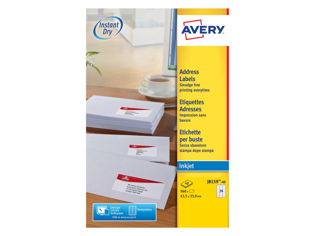 Etiketten Avery Address 24 etik/bl 63,5x33,9mm voor inkjet wit (40)