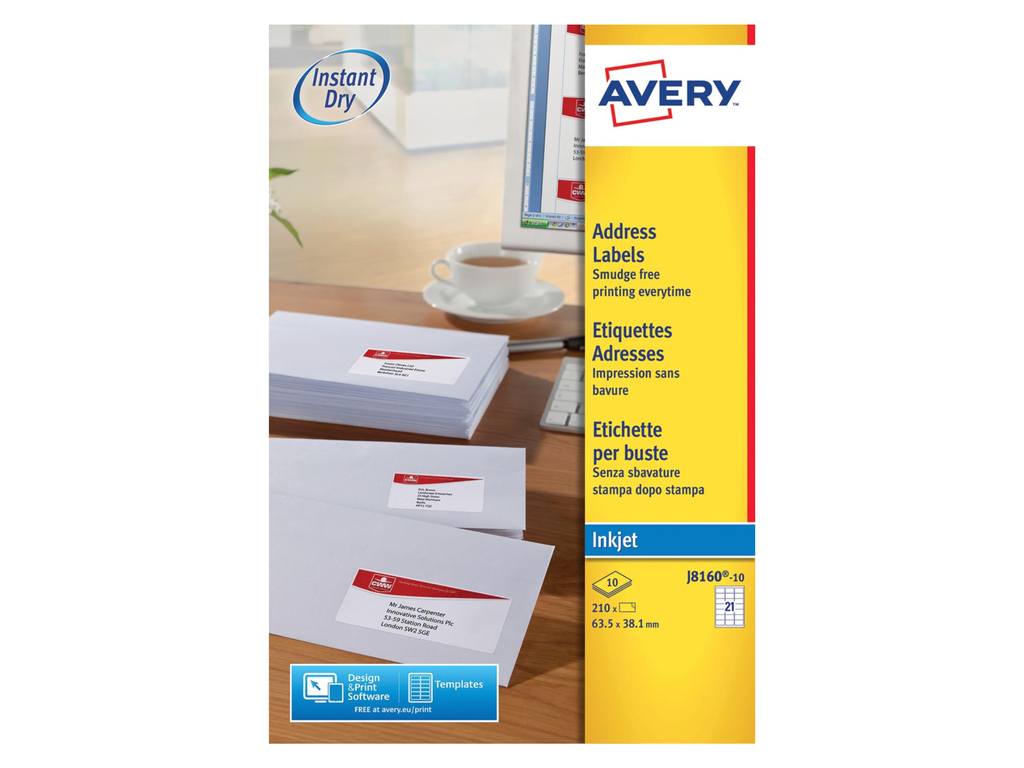 Etiketten Avery Address 21 etik/bl 63,5x38,1mm voor inkjet wit (10)