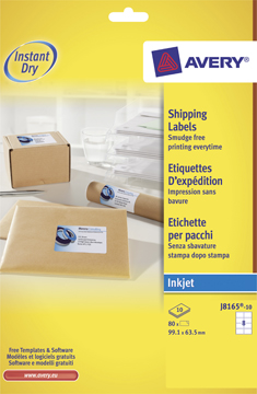 Etiketten Avery Shipping 08 etik/bl 99,1x67,7mm voor inkjet wit (10)