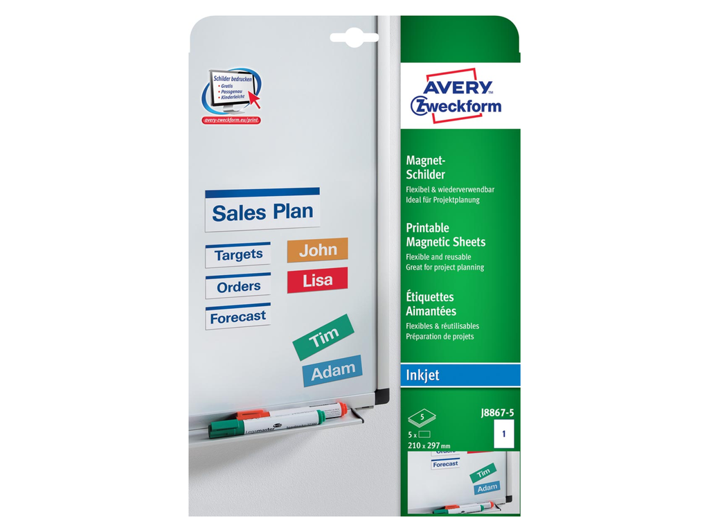 Magneetetiket Avery 01 etik/bl 210x297mm voor inkjet wit (5)