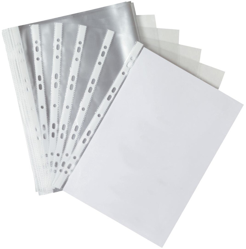 Showtas Q-Connect PP A4 50 micron 11-gaats gekorreld transparant (100)(297013H)(901698)