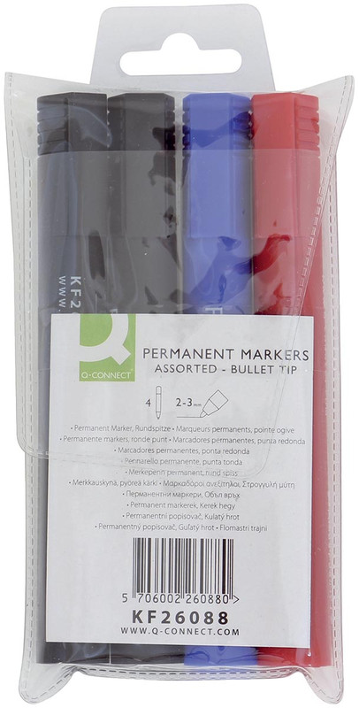 Permanent marker Q-Connect ronde punt assorti (4)(961167)