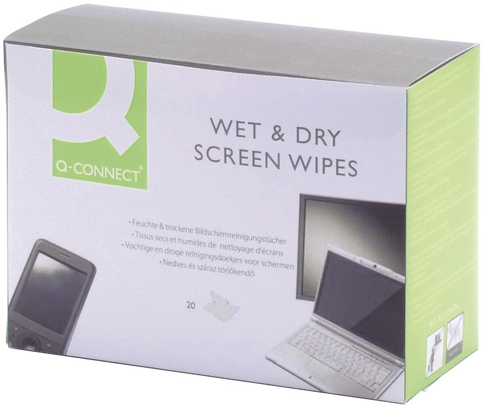 Reinigingsdoek Q-Connect Wet&Dry voor beeldschermen (20)(901028)