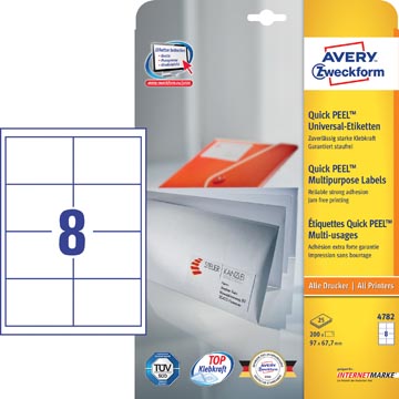 Etiketten Avery Universeel 08 etik/bl 97x67,7mm wit (25)