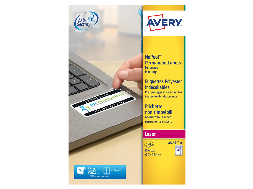 Etiketten Avery Anti-Fraude 40 etik/bl 45,7x25,4mm voor laser wit (20)