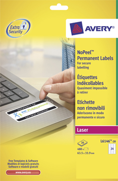 Etiketten Avery Anti-Fraude 24 etik/bl 63,5x33,9mm voor laser wit (20)