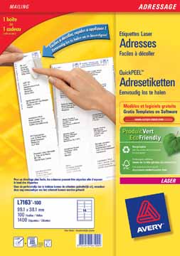 Etiketten Avery Address 24 etik/bl 63,5x33,9mm voor laser wit (40)