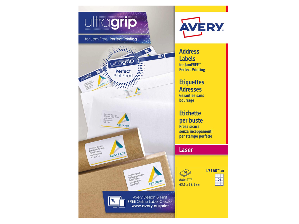 Etiketten Avery Address 21 etik/bl 63,5x38,1mm voor laser wit (40)